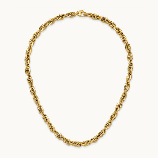 Polished Fancy Link Necklace, 14K
