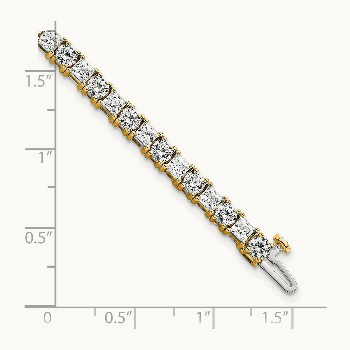 Princess/Round Tennis Bracelet, 10.00 ct tw Lab-Grown Diamond — 14K Yellow Gold