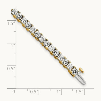 Princess/Round Tennis Bracelet, 10.00 ct tw Lab-Grown Diamond — 14K Yellow Gold