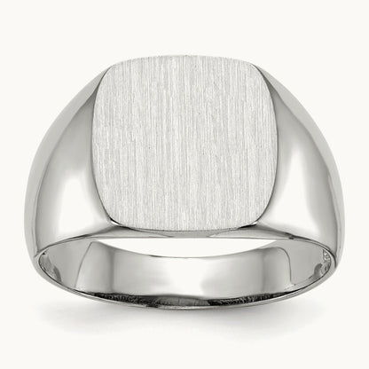 12.5x12. Open Back Signet Ring, 5mm, 14K White Gold