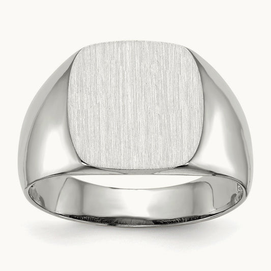 12.5x12. Open Back Signet Ring, 5mm, 14K White Gold
