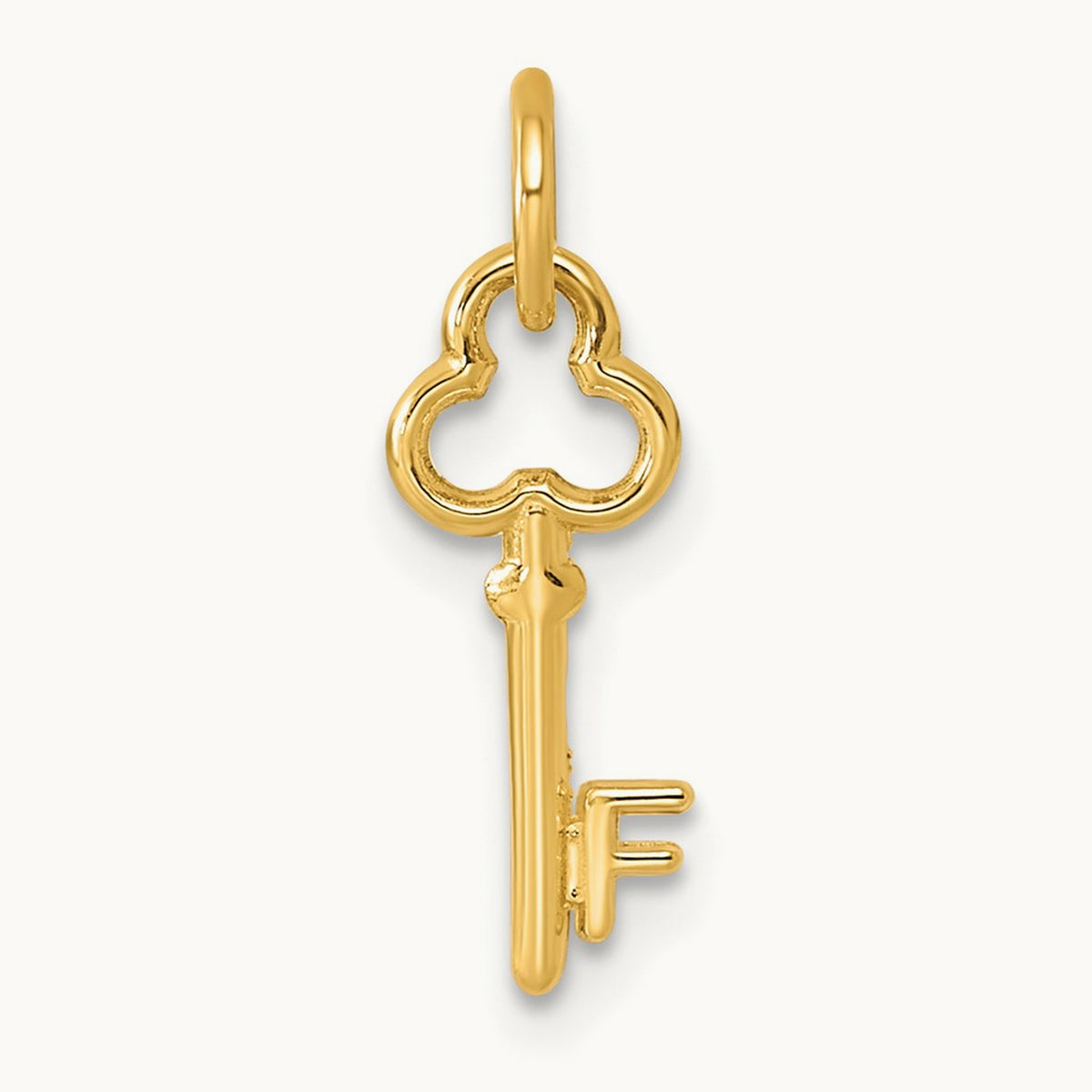 Key Initial Charm — 14K Yellow Gold, F