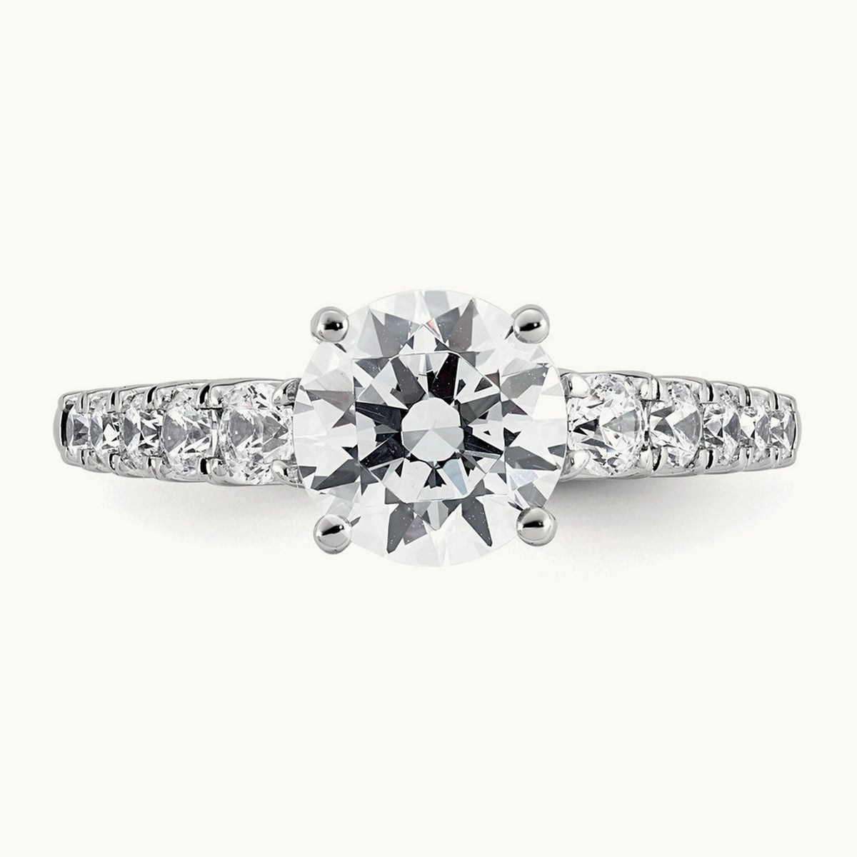 2 Round Engagement Ring, 2.00 ct tw Lab-Grown Diamond — 14K White Gold