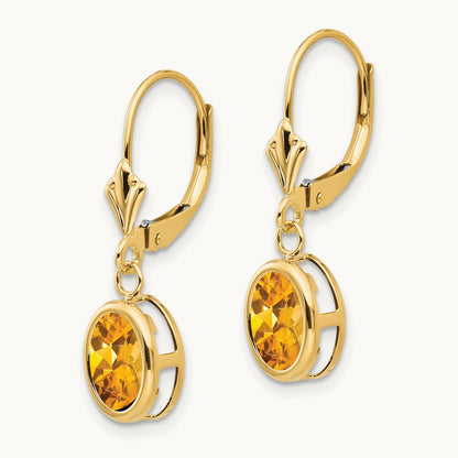 Oval Citrine Leverback Earrings — photo set
