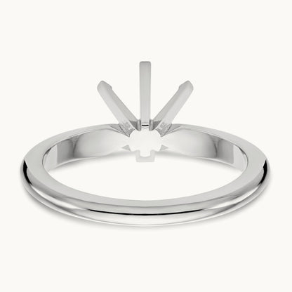 1ct. Heavy-Weight Half-Round 6-Prong Ring Mounting, 14K White Gold