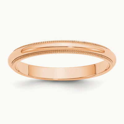Milgrain Half Round Band, 3mm, 10K Rose Gold