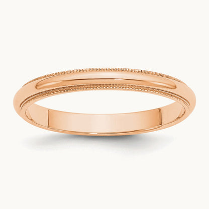 Milgrain Half Round Band, 3mm, 10K Rose Gold