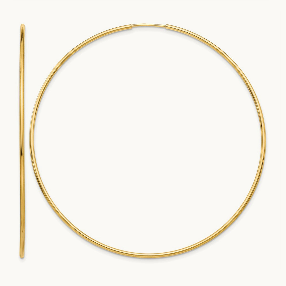 Polished Endless Tube Hoop Earrings, 1.20mm, 14K