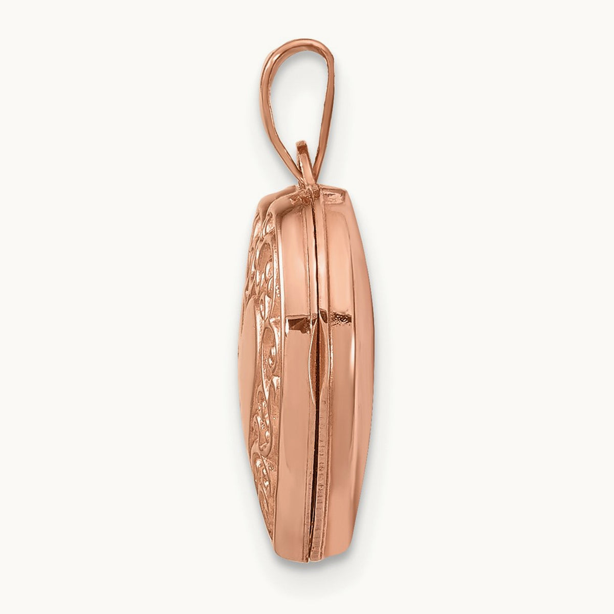 Scroll Heart Locket, 15mm, 14K Rose Gold