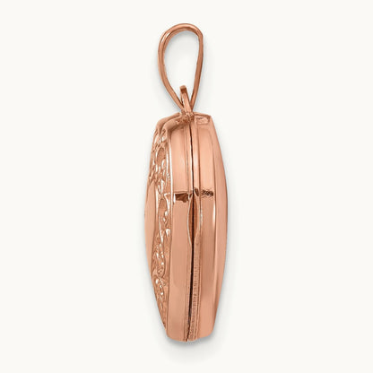 Scroll Heart Locket, 15mm, 14K Rose Gold