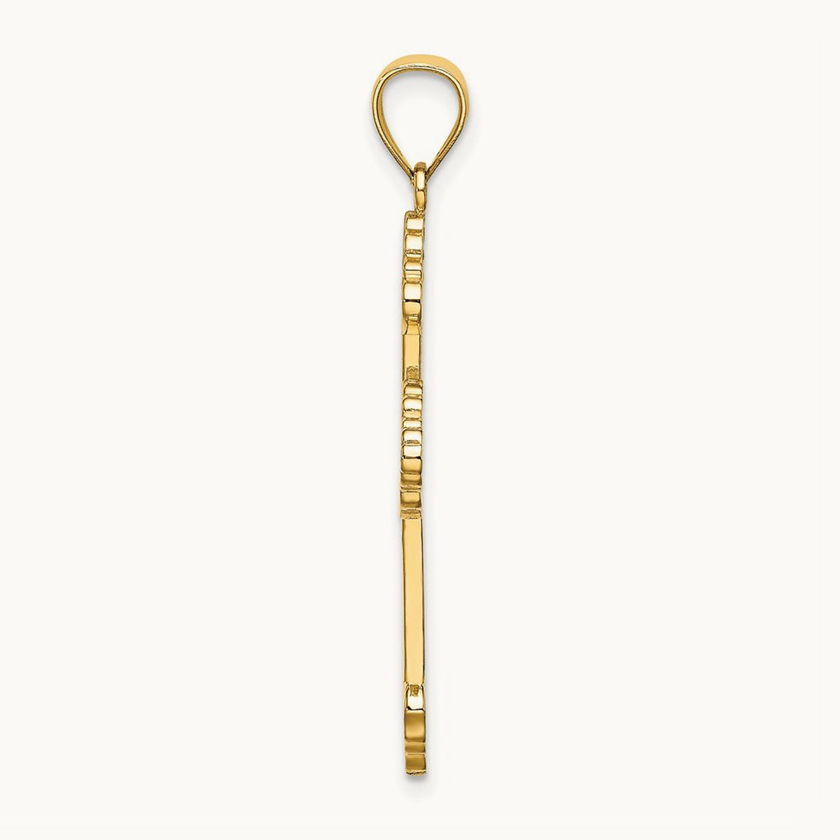 Flower Center Scroll Cross Charm, 14K
