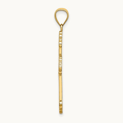 Flower Center Scroll Cross Charm, 14K