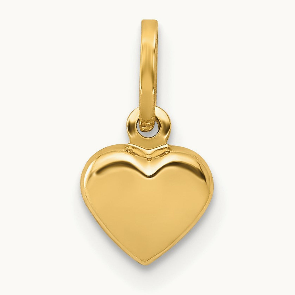 Polished 3-D Heart Charm — 14K Yellow Gold