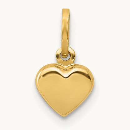Polished 3-D Heart Charm — 14K Yellow Gold