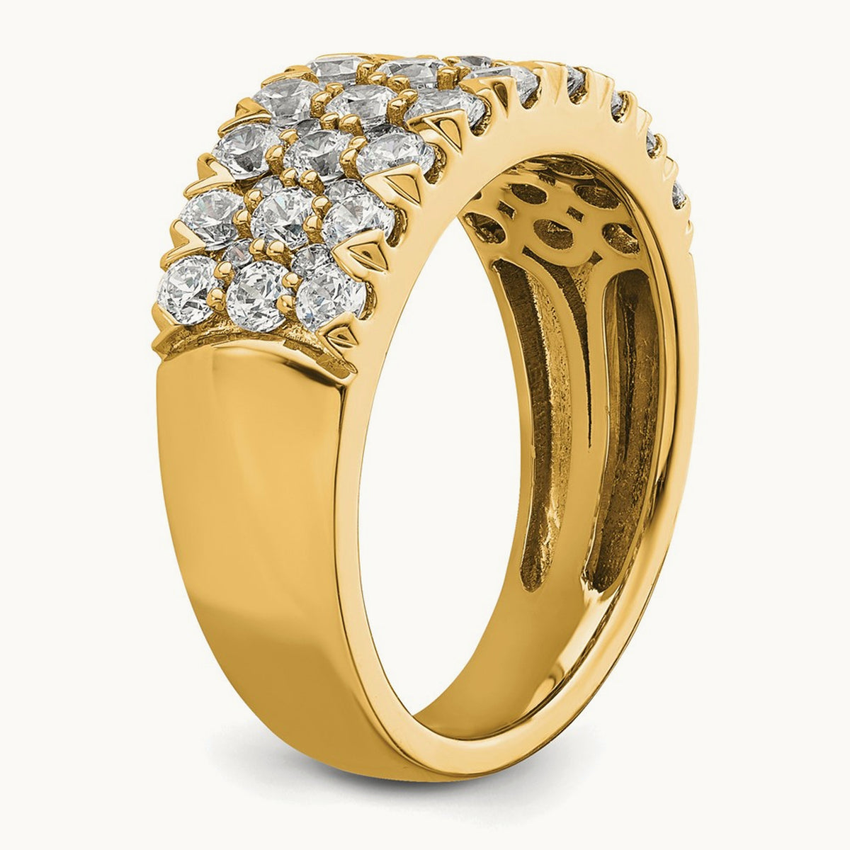 Triple Row Band, 1.50-3.00 ct tw Lab-Grown Diamond — 1 1/2 ct, 14K Yellow Gold, 7