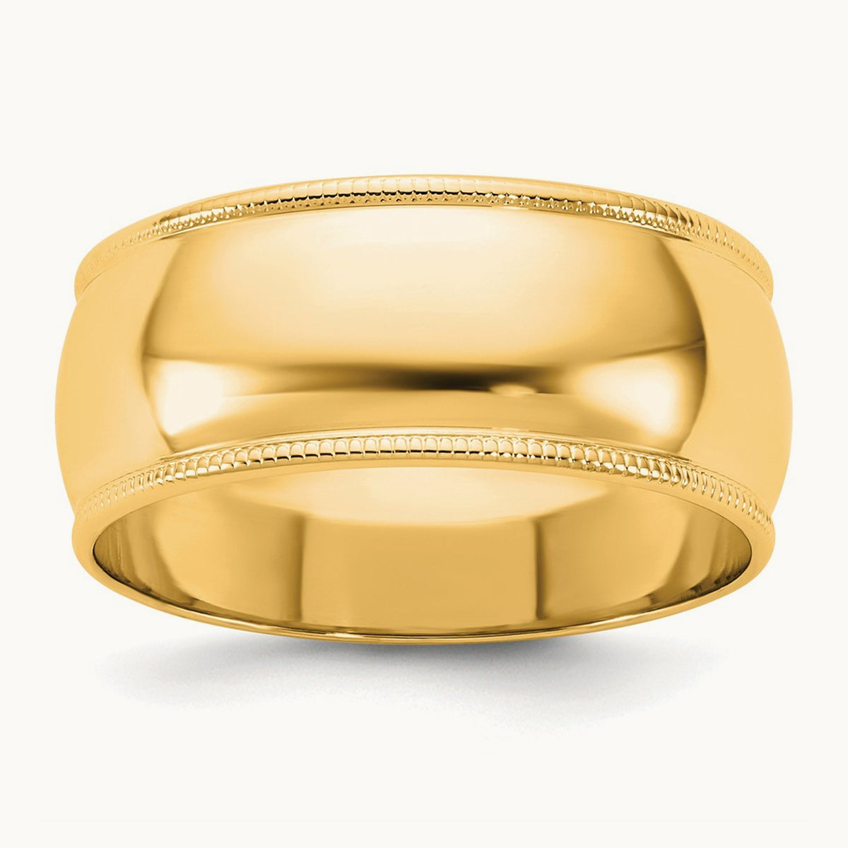Lightweight Milgrain Half Round Band — 14K Yellow Gold, 8mm