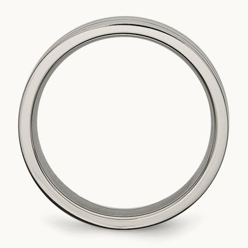 Brushed Center Grooved Band, 6mm, Titanium