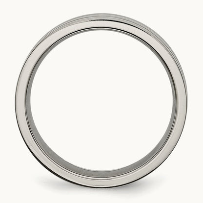Brushed Center Grooved Band, 6mm, Titanium