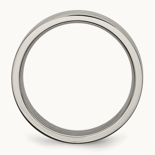 Brushed Center Grooved Band, 6mm, Titanium