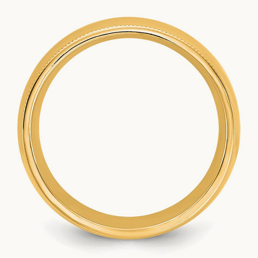 Milgrain Comfort Fit Band, 7mm, 10K Yellow Gold