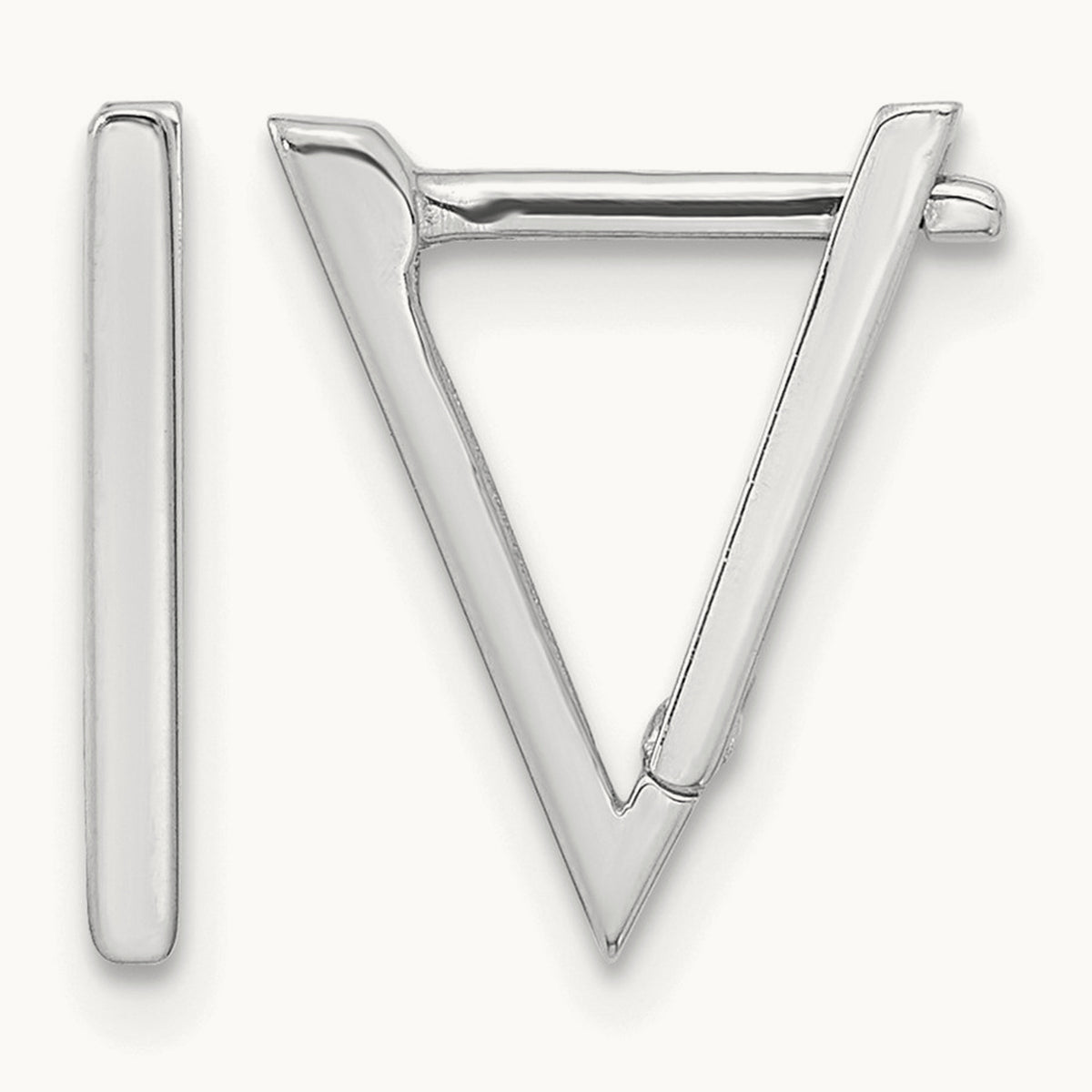 Polished Triangle Hoop Earrings — 14K White Gold