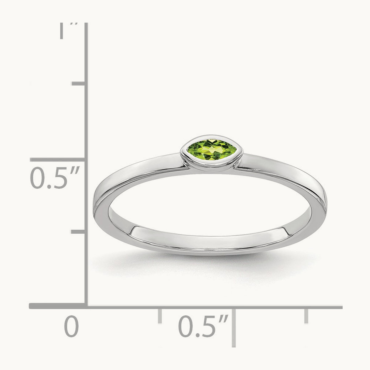 Bezel-set Marquise Peridot Ring, 14K White Gold