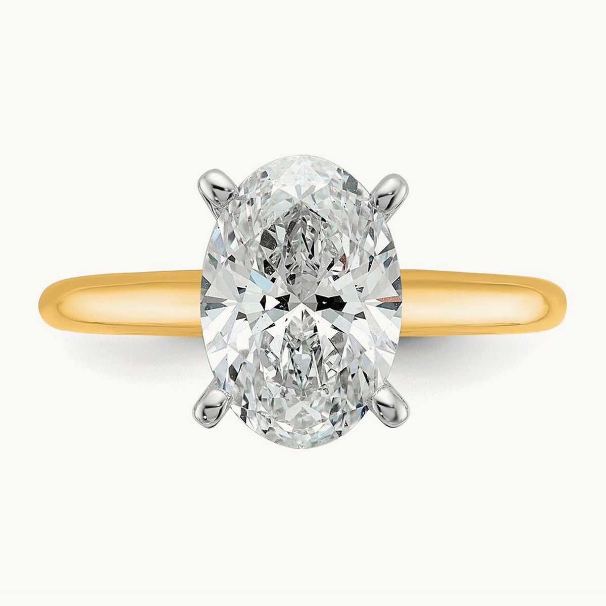 Oval Solitaire Engagement Ring, 0.50-5.00 ct tw Lab-Grown Diamond — 2 1/2 ct, 14K Two-Tone