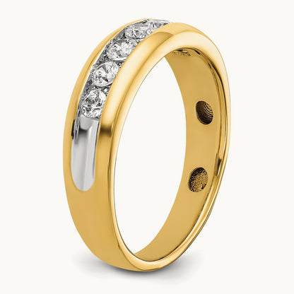 With White RH 7 Stone Men's Ring, 1.50 ct tw Lab-Grown Diamond