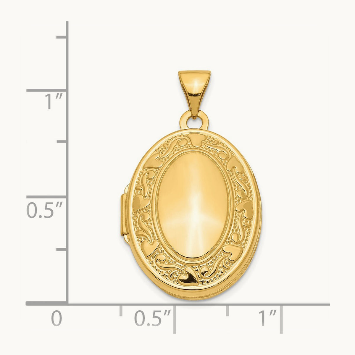 Scroll Heart Design Oval Locket, 14K Yellow Gold