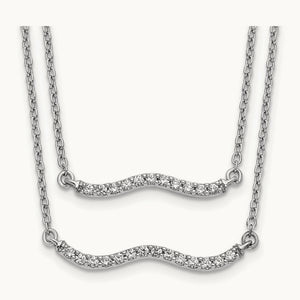 Diamond Double Strand 18 inch Necklace, 14K White Gold
