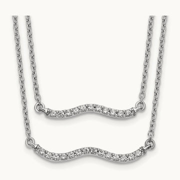 Diamond Double Strand 18 inch Necklace, 14K White Gold