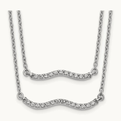 Diamond Double Strand 18 inch Necklace, 14K White Gold