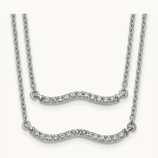 Diamond Double Strand 18 inch Necklace, 14K White Gold