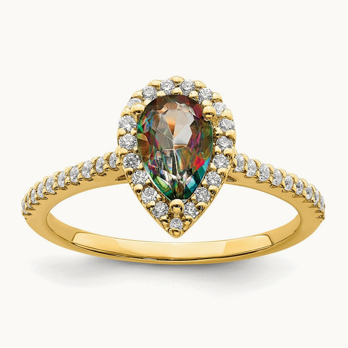 Mystic Fire Diamond Halo Complete Engagement Ring, 14K