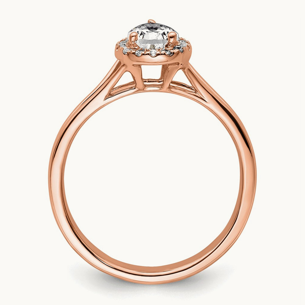 Pear Halo Semi-Mount Split Shank Engagement Ring, 0.07-0.20 ct tw — 1/10 ct, 14K Rose Gold