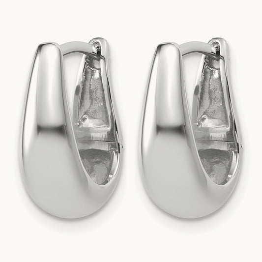 RH-plated Polished Hinged Oval Hoop Earrings, Sterling Silver — Leslie's