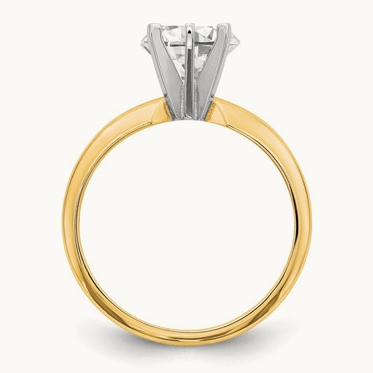 2ct. Lightweight Half-Round 6-Prong Ring Mounting, 14K Two-tone