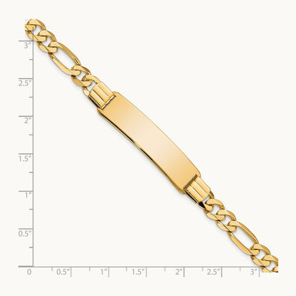 Flat Figaro Link ID Bracelet, 14K