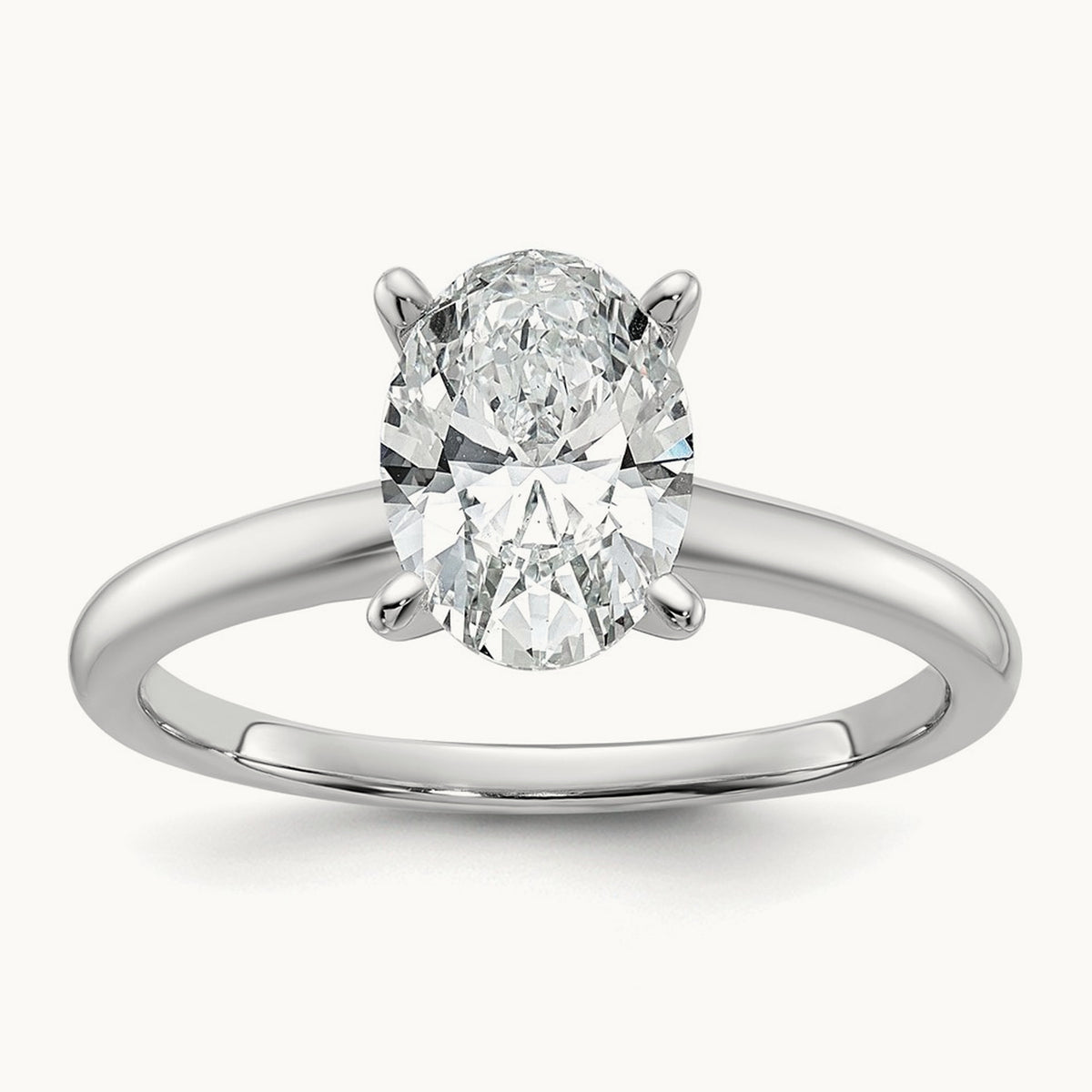 Oval Solitaire Engagement Ring, 0.50-5.00 ct tw Lab-Grown Diamond — 1 1/2 ct, 14K White Gold