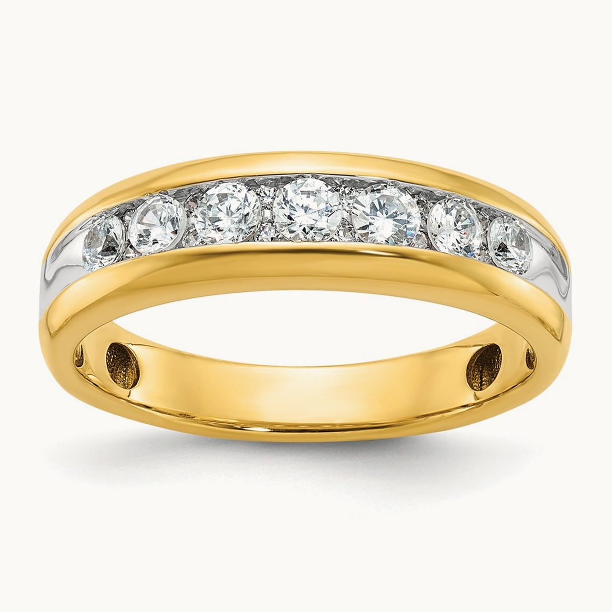 With White RH 7 Stone Men's Ring, 1.50 ct tw Lab-Grown Diamond