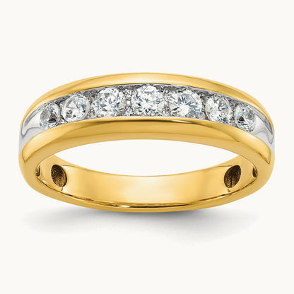 With White RH 7 Stone Men's Ring, 1.50 ct tw Lab-Grown Diamond