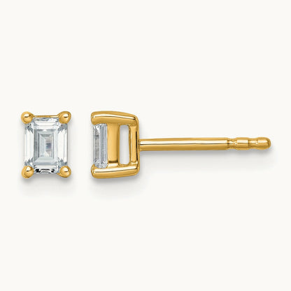 Emerald Four-Prong Stud Earrings, 0.50-6.00 ct tw Lab-Grown Diamond — 1/2 ct, 14K Yellow Gold
