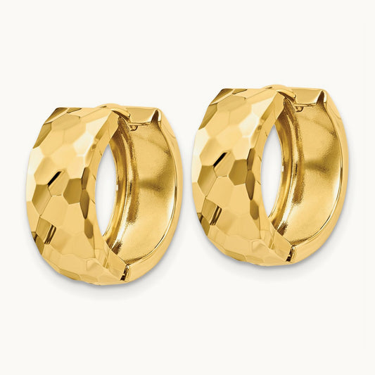 Faceted & Polished Hinged Hoop Earrings, 6mm, 14K
