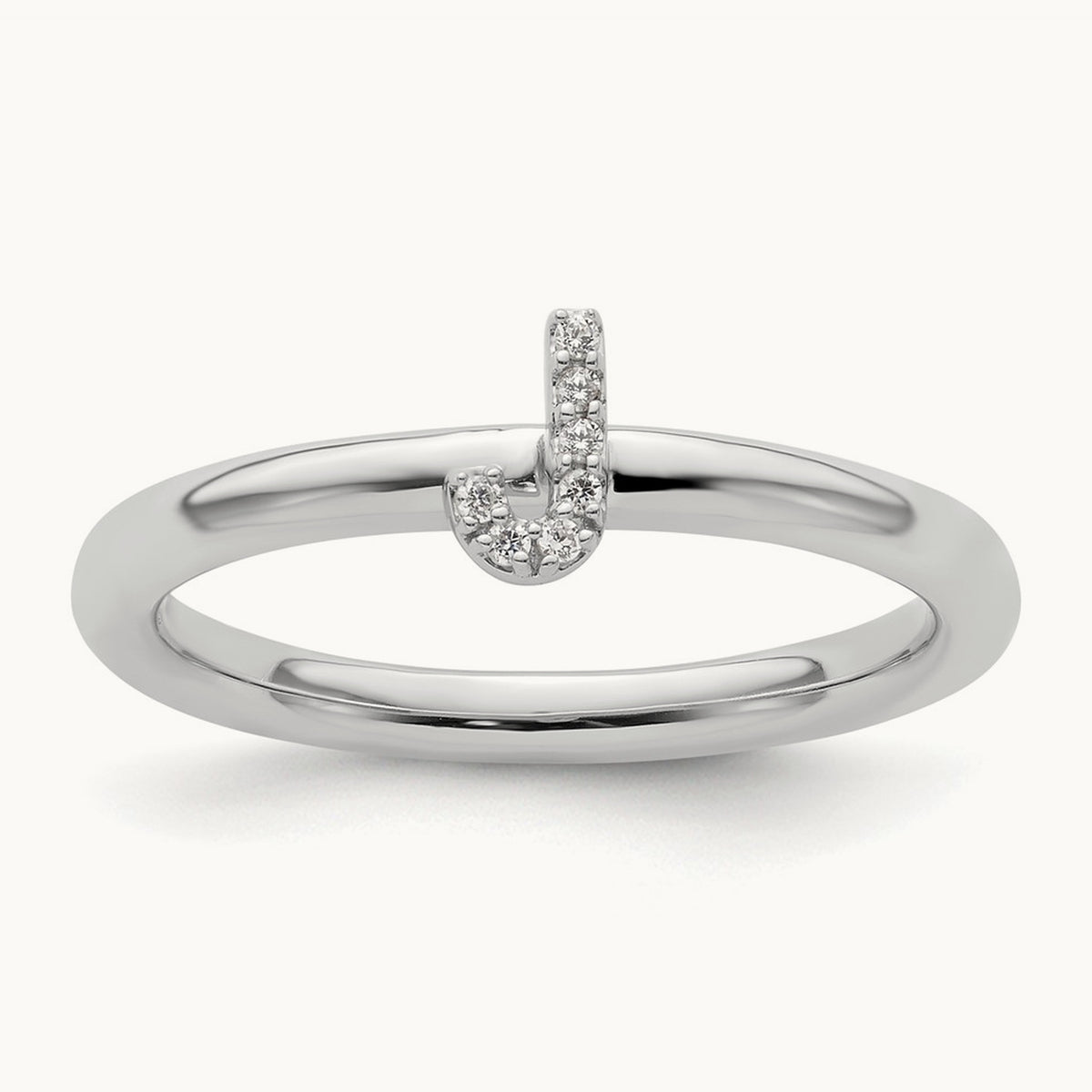 Stackable Diamond Ring — 14K White Gold, J