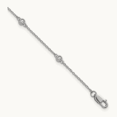 Diamond Station Cable Bracelet — 14K White Gold