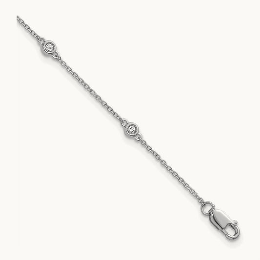 Diamond Station Cable Bracelet — 14K White Gold