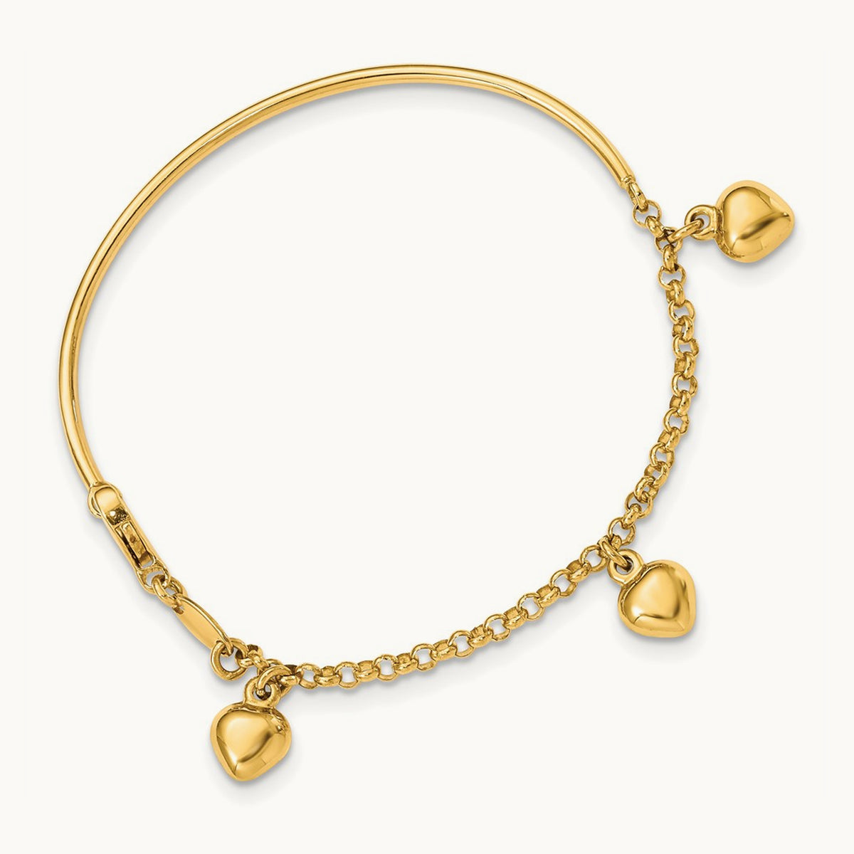 Polished Dangle Heart Baby Bracelet — 14K Yellow Gold