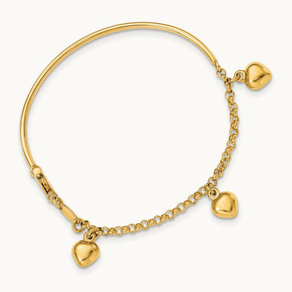 Polished Dangle Heart Baby Bracelet — 14K Yellow Gold