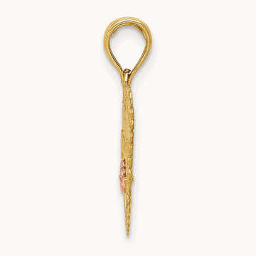 GRANDMA Heart w/Flower Charm, 14K Two-tone