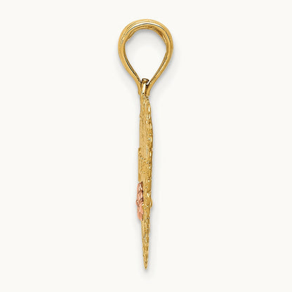 GRANDMA Heart w/Flower Charm, 14K Two-tone